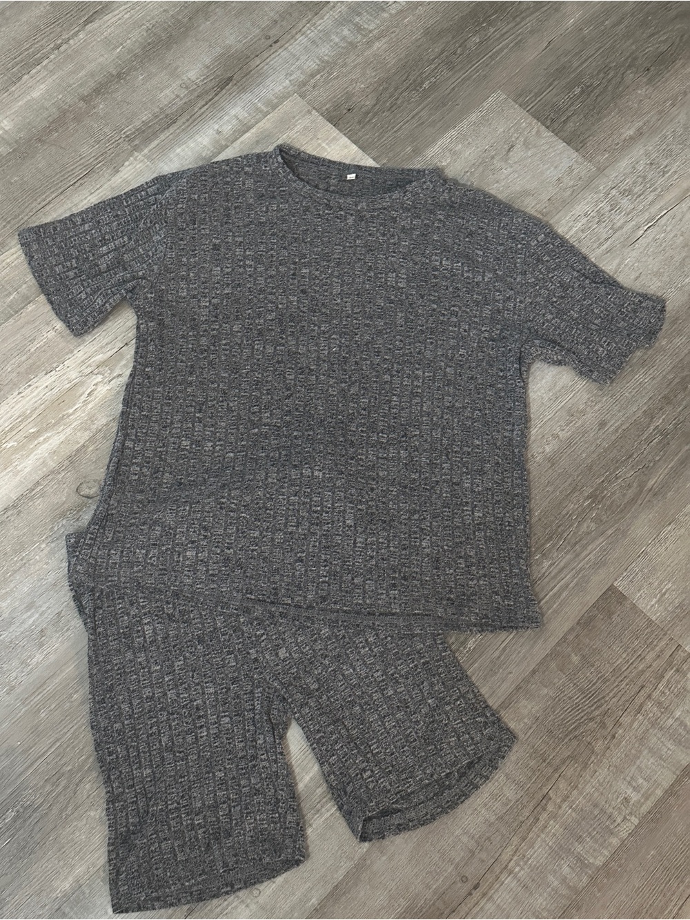 Gray Waffle Knit Lounge Set